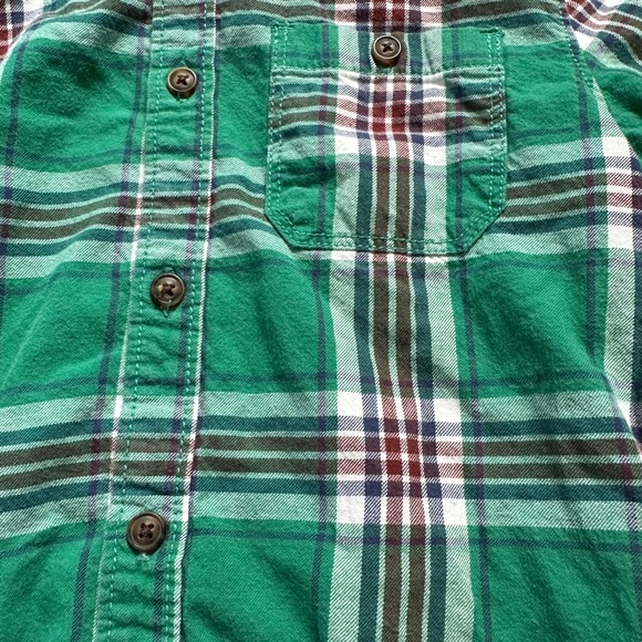 Carters Button down hoodie size 4T boys green plaid pattern grey hoodie - Picture 5 of 8